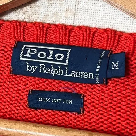 Vintage 90s Polo Ralph Lauren Cotton Knit SweaterOrangeSize M